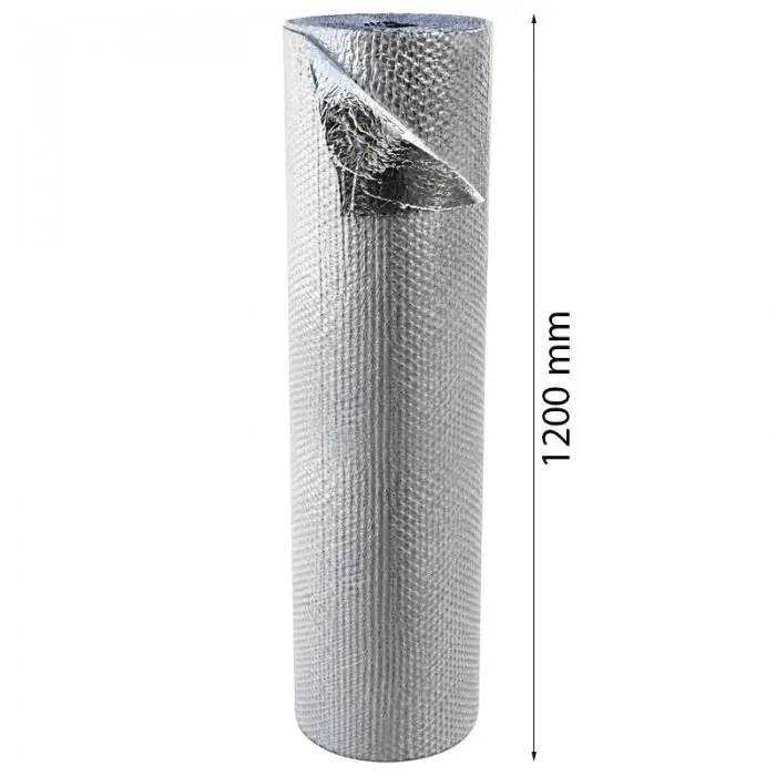 Folie Cu Bule Mici Aluminizata Latime 1200 mm, Lungime 34 m, Straturi 3, Grosime 80 my, Culoare Argintiu