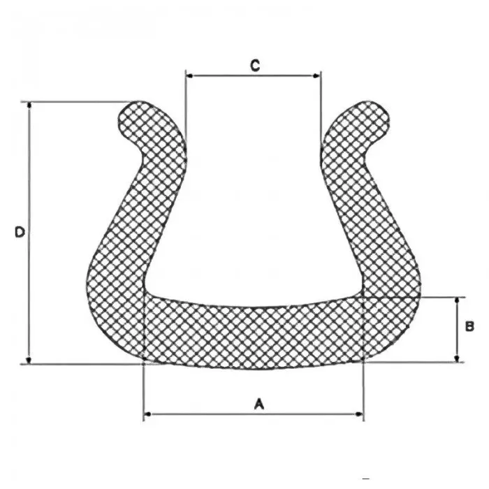 Profil Din Spuma PEE, U Tulip Lungime 2000 mm, Dimensiuni A-B-C-D 41 x 12 x 25 x 47 mm, Culoare Verde, Metri / Pachet 160-Pol...