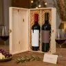 Cutie Din Lemn Pentru 2 Sticle De Vin Lungime 335 mm, Latime 185 mm, Inaltime 95 mm, Capac Cu balamale, Material Lemn, Culoare Natur