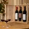 Cutie Din Lemn Pentru 3 Sticle De Vin Lungime 335 mm, Latime 270 mm, Inaltime 95 mm, Capac Cu balamale, Material Lemn, Culoare Natur
