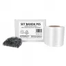 Set Banda PES 13 mm, 375 KGF, 250 m, Cutie Dispenser cu Derulare + 100 Cleme Fosfatate-Banda PET