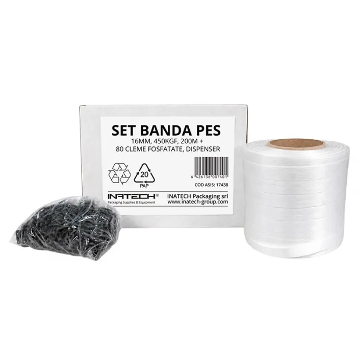 Banda Paletizare PET Lungime 1600 m, Latime 15.5 mm, Diametru Interior 406 mm, Grosime 0.6 mm, Rezistenta La Rupere 356 kgf, Culoare Verde