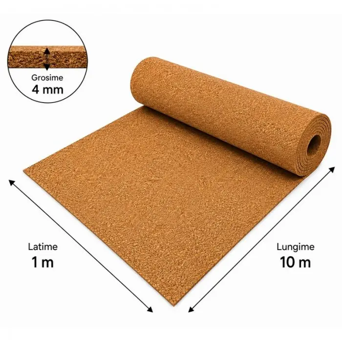 Природный изолятор ECO из пробки, 10 м²/рулон Длина 10 м, Ширина 1 м, Толщина 4 мм, Материал Пробка, Цвет Коричневый