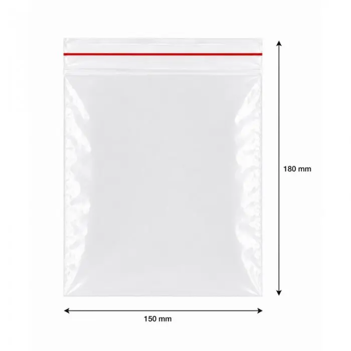 Pungi Cu Fermoar Ziplock, Standard, 50 microni Dimensiuni mm (l x L) 150 x 180, Grosime 50 my, Culoare Transparent, Buc / Pachet 100