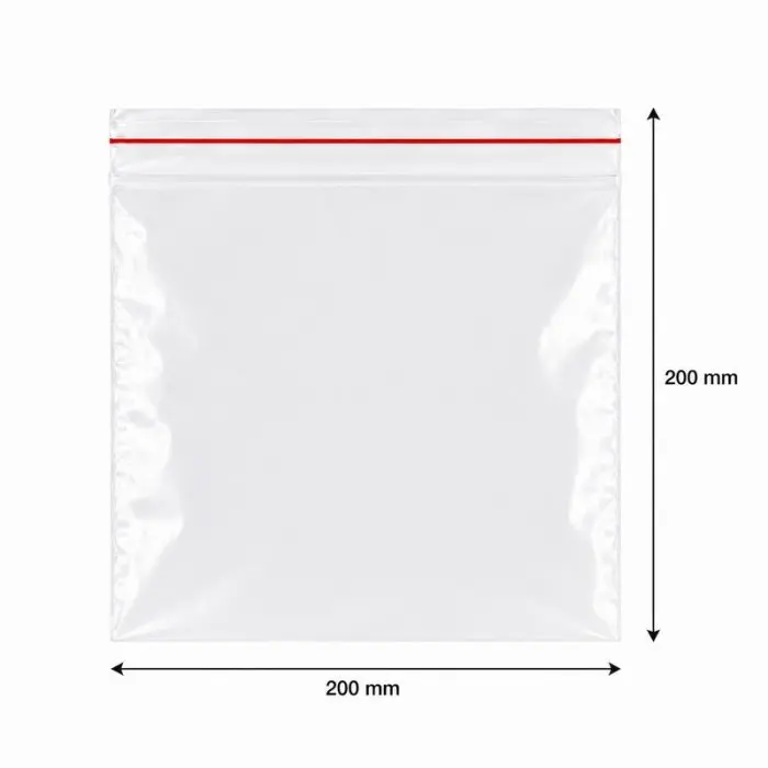 Pungi Cu Fermoar Ziplock, Standard, 50 microni Dimensiuni mm (l x L) 200 x 200, Grosime 50 my, Culoare Transparent, Buc / Pachet 100