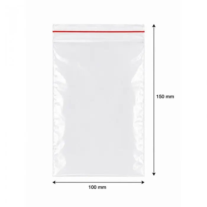 Pungi Cu Fermoar Ziplock, Standard, 50 microni Dimensiuni mm (l x L) 100 x 150, Grosime 50 my, Culoare Transparent, Buc / Pachet 100