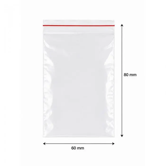 Pungi Cu Fermoar Ziplock, Standard, 50 microni Dimensiuni mm (l x L) 60 x 80, Grosime 50 my, Culoare Transparent, Buc / Pachet 100