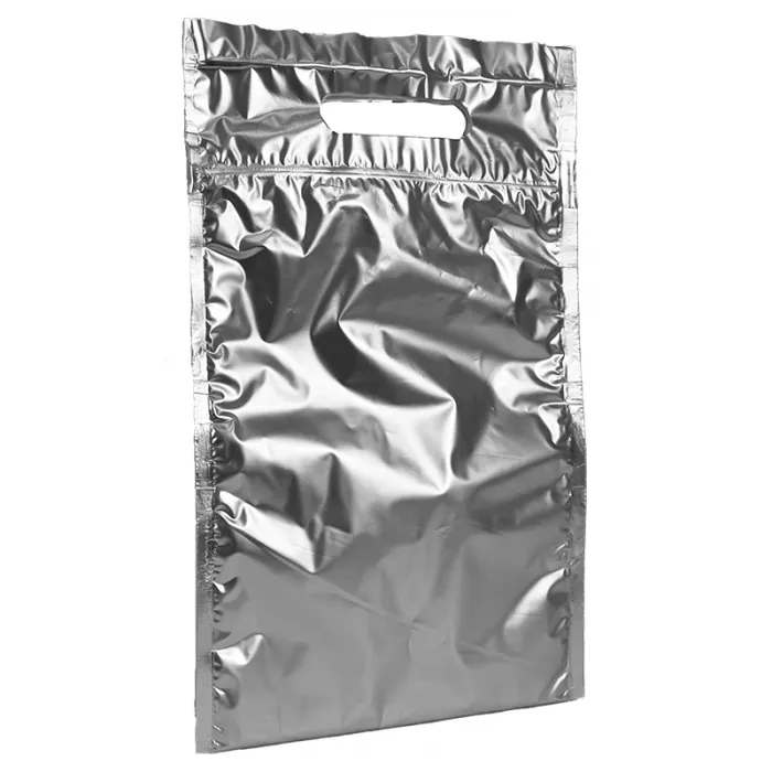 Punga Termoizolanta Cu Fermoar Isothermal Pouch Dimensiuni 200  X 250 mm, Clapeta 70 mm, Culoare Argintiu, Tip Cu Maner si Zip