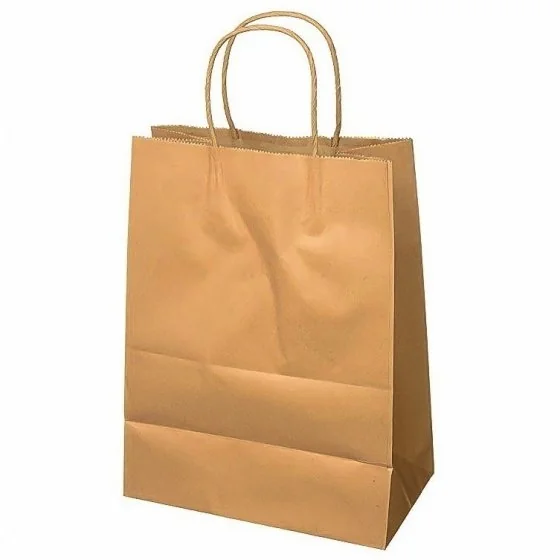 Pungi Hartie Cu Maner Rasucit, Alb/Natur