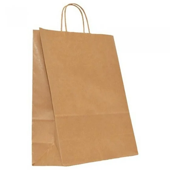 Pungi Hartie Cu Maner Rasucit, Alb/Natur