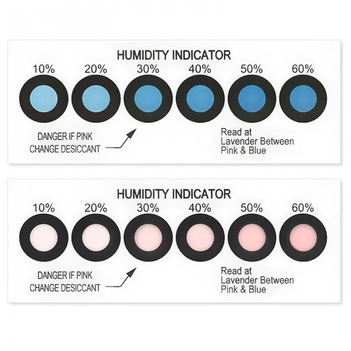 Cartela Indicator Umiditate Forma Rotunda, Indicatori Umiditate 30% , 40% , 50%, Diametru 89 +/- 2mm mm, Schimbare Culoare St...