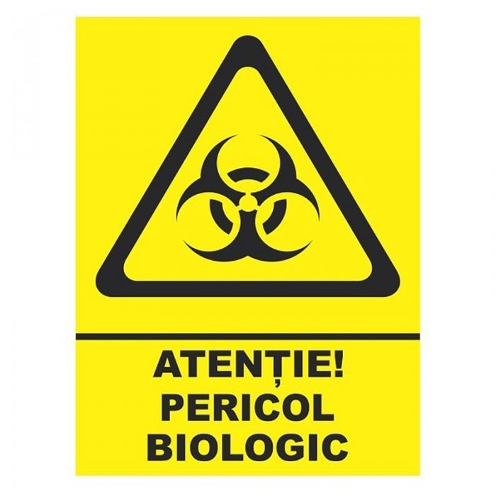 Saci Inscriptionati PERICOL BIOLOGIC Deschidere (mm) 550, Inaltime 1100 mm, Pliu 2 x 150 mm, Grosime 0.07 mm, Culoare Galben,...