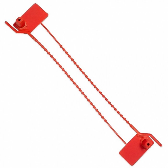 Sigilii De Securitate Lungime 155 mm, Dimensiuni 35x20 mm, Forta de Rupere 15 Kg, Culoare Rosu, Buc / Pachet 5-Accesorii Depozit