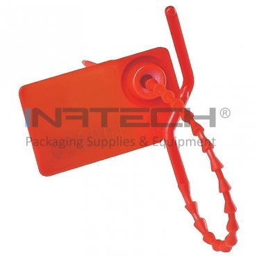 Пломбы для безопасности длиной 155 мм, размеры 35x20 мм, сила разрыва 15 кг, цвет красный, 5 шт./упак.