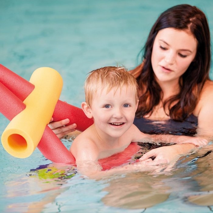 Conector Spuma 2 Gauri Lungime 140 mm, Diametru 62 mm, Grosime 19 mm, Conector 2 Orificii, Culoare Galben-Sport Si Agrement