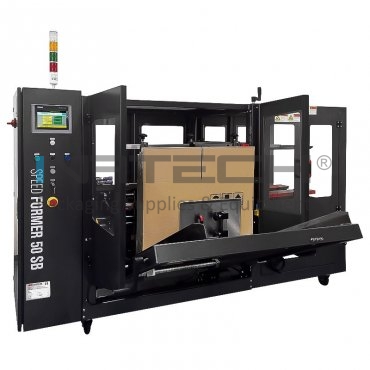 Автоматическая машина для формирования коробок Speed Former 50 SB Размеры ленты 50-75 мм, минимальный размер коробки (мм) 250(Д) x 150(Ш) x 150(В), вместимость 90 коробок, тип ленты Kraft, PP, PVC, вес 700 кг, максимальный размер коробки (мм) 530(Д) x 400(