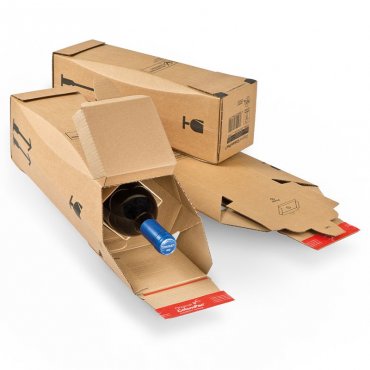 Коробка для транспортировки бутылок вина ColomPac® Длина 305 мм, Ширина 74 мм, Высота 74 мм, Система закрытия - двухсторонняя клейкая лента