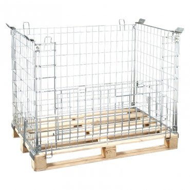 Boxpaleti Metalici Cu Fixare Pe Europalet, Lungime 1200 mm, Latime 800 mm, Inaltime 1000 mm, Greutate 31 kg, Stivuibil DA, Incarcare optima 800 kg, Pliabil DA