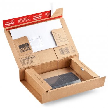Картонная коробка с удерживающей пленкой ColomPac®, внутренний размер 215 x 155 x 43 мм, внешний размер 262 x 165 x 50 мм, применение для телефона, вес 69 гр.