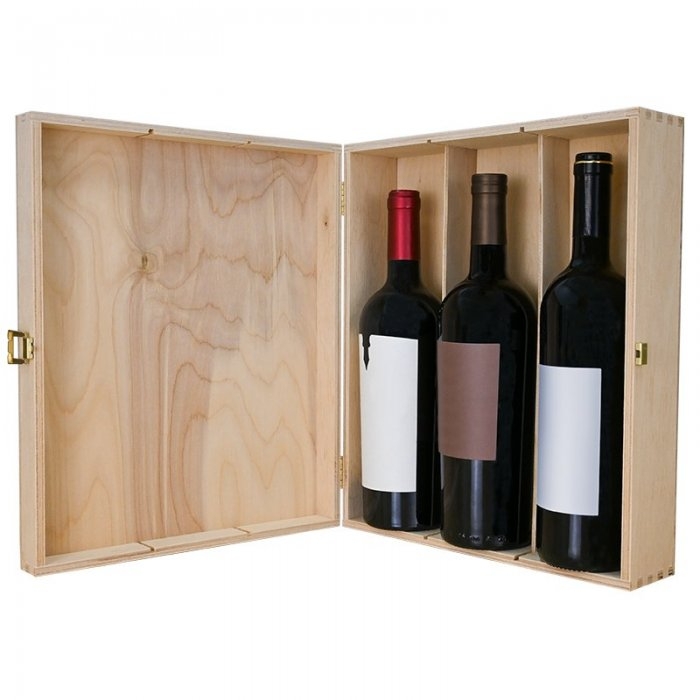 Cutie Din Lemn Pentru 3 Sticle De Vin-Cutii Pentru Sticle De Vin