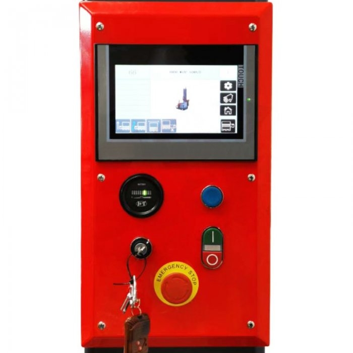 Robot Paletizare 600 B Dimensiune min palet 600 X 600 mm, Inaltime infoliere palet 2200 mm, Baterie AGV 2x12V, Grup preintind...