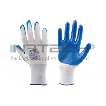 Рабочие перчатки KRONA LITE, размер 10/XL, материал полиэстер-нитрил, вес 13 гр/перчатка, цвет ткани вязаный белый-синее покрытие.