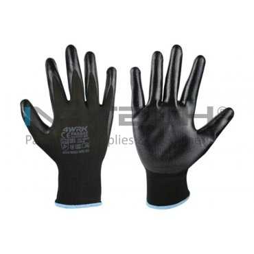 Перчатки для работы PASSAT Размер 10/XL, Материал полиэстер-нитрил, Вес 21 г/перчатка, Цвет черная вязаная ткань-черное покрытие