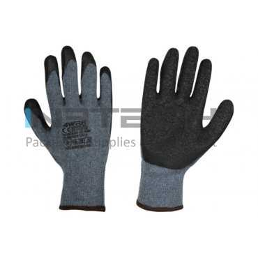 Manusi Lucru BREEZE LITE Marime 10/XL, Material poliester - bumbac-latex poros, Greutate 34GR/Manusa gr, Culoare tricot gri-acoperire neagra