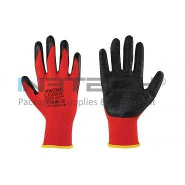 Manusi de lucru SIROCCO Marime 10/XL, Material poliester-latex poros, Greutate 18GR/Manusa gr, Culoare tesatura tricotata rosie-acoperire neagra