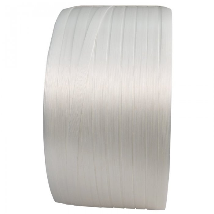 Banda PES Netesuta Compozit, Alb, 19 mm x 650 m, 600 kg, Tub 200 mm-Benzi Pentru Legare Si Paletizare