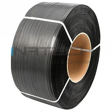 Полипропиленовая лента для паллетирования, длина 2300 м, ширина 12 мм, толщина 0,65 мм, полуавтоматическое использование, цвет черный, диаметр трубы 200 мм.