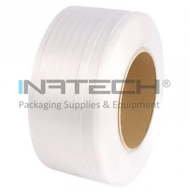 PP паллетная лента длиной 4000 м, шириной 8 мм, для автоматического использования, толщиной 0,50 мм, белого цвета, диаметр трубы 200 мм.