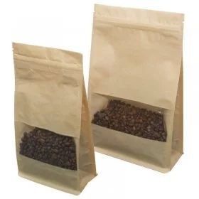 Pungi Kraft Cu Fereastra Si Inchidere Fermoar Latime 195 mm, Inaltime 295 mm, Volum 3000 ml, Burduf Inferior 2 x 45 mm, Burdu...