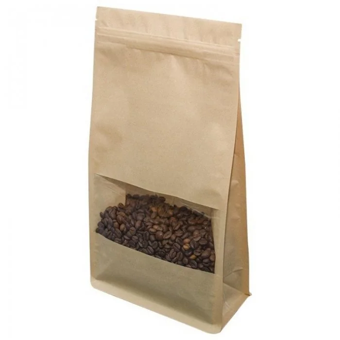 Pungi Kraft Cu Fereastra Si Inchidere Fermoar Latime 195 mm, Inaltime 295 mm, Volum 3000 ml, Burduf Inferior 2 x 45 mm, Burdu...