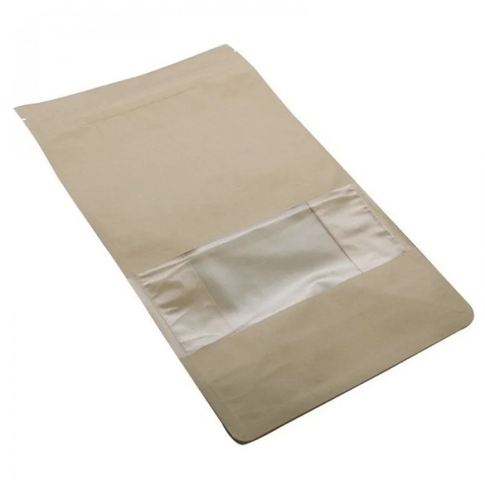 Pungi Kraft Cu Fereastra Si Inchidere Fermoar Latime 195 mm, Inaltime 295 mm, Volum 3000 ml, Burduf Inferior 2 x 45 mm, Burdu...