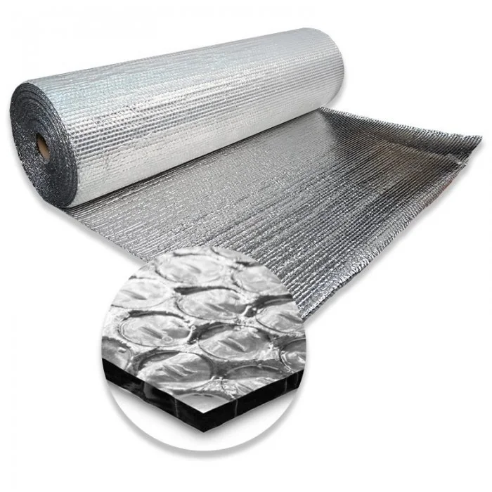 Folie Cu Bule Mici Aluminizata Latime 1200 mm, Lungime 34 m, Straturi 3, Grosime 80 my, Culoare Argintiu-Folie Cu Bule De Aer...